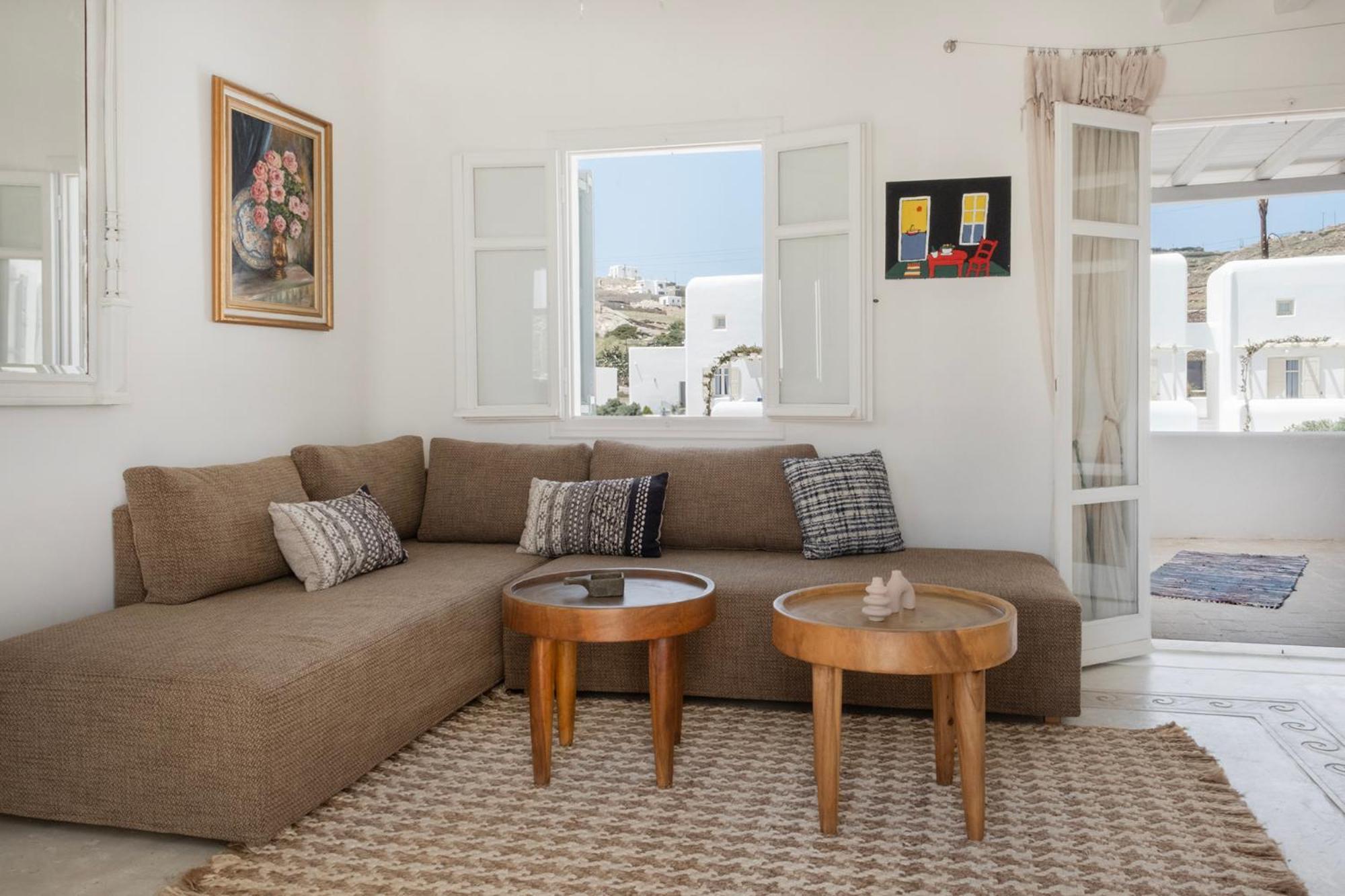 Mykonian Style W Shared Pool Houses & Nighttime Security Guard Ornos  Exterior photo